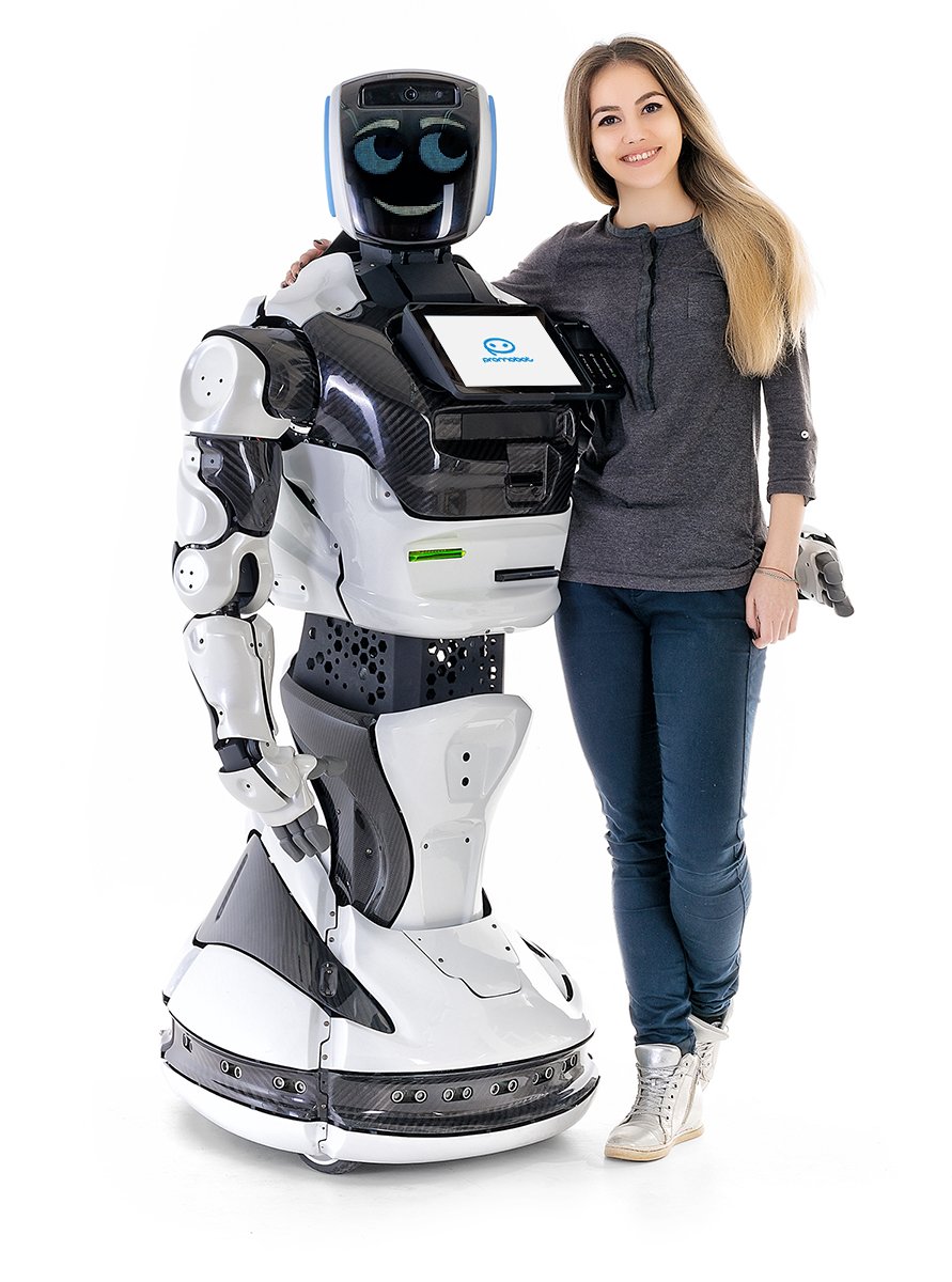 promobot and girl